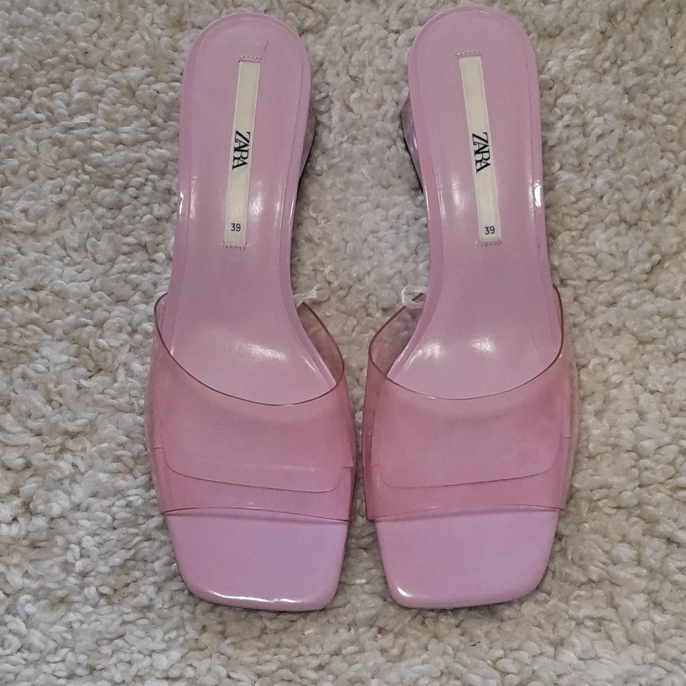 ZARA PINK PVC WEDGES with Translucent Heels Size 8 - Picture 6 of 16